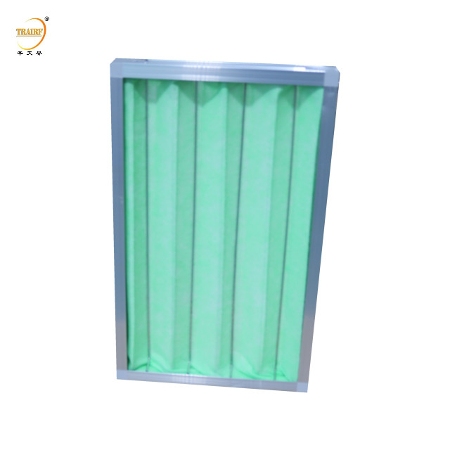 Industriële polypropyleenstof groen en wit gevlegd paneel luchtfilter voor ventilatiesysteem