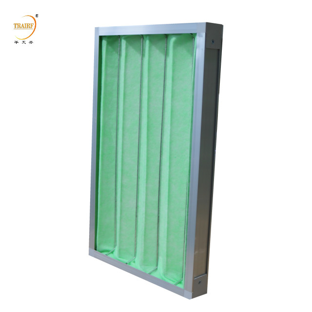 Industriële polypropyleenstof groen en wit gevlegd paneel luchtfilter voor ventilatiesysteem